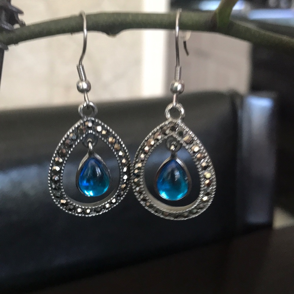 NWT Stainless Steel Dangling Earrings - Turquoise - Picture 2 of 5